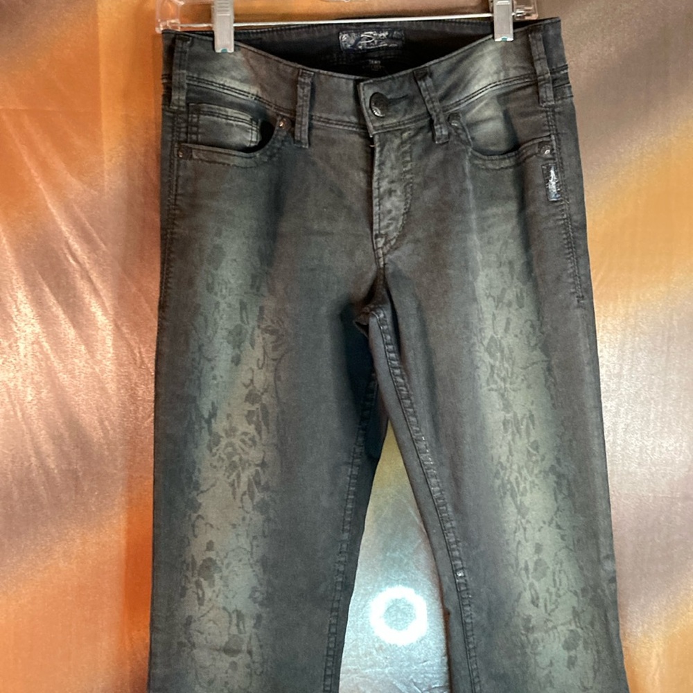 Silver Suki Baby Boot black jeans with lace design 28 waist. 350